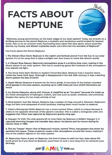 facts about neptune worksheets