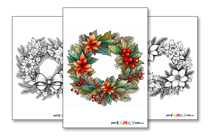 Christmas Wreath Coloring Pages