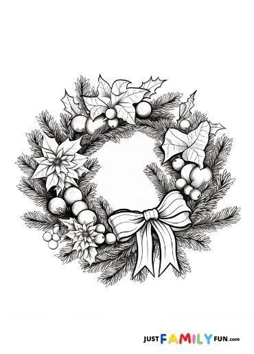 christmas wreaths coloring pages