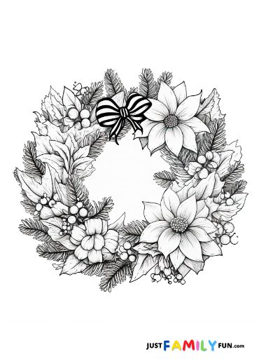christmas wreath coloring page