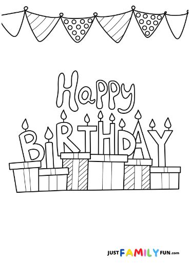 birthday colouring pages