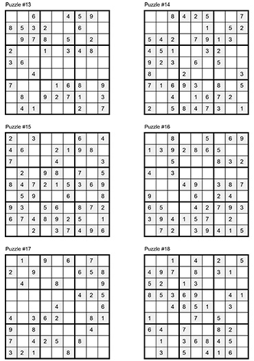 easy Sudoku Puzzles 13-24