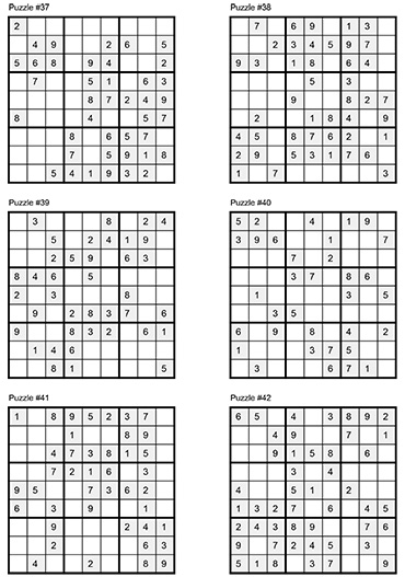 easy Sudoku Puzzles 37- 48
