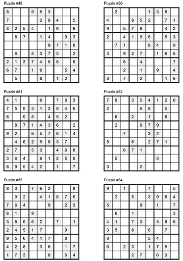 easy Sudoku Puzzles 49-60