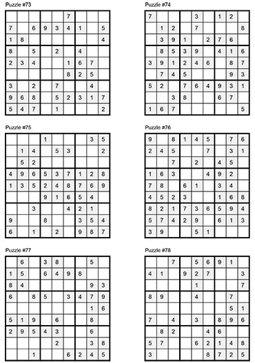 easy Sudoku Puzzles 73-84