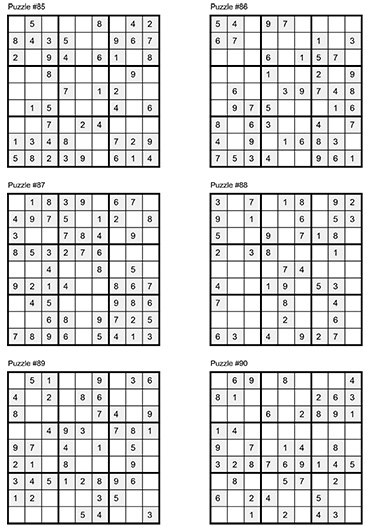 easy Sudoku Puzzles 85-96