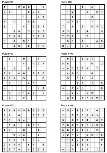 easy Sudoku Puzzles 97-108