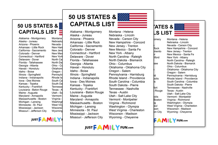 Printable US States and Capitals List