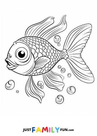 happy rainbow fish coloring page