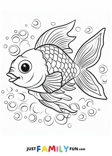 black and white rainbow fish coloring page