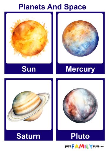 space flashcards free printables