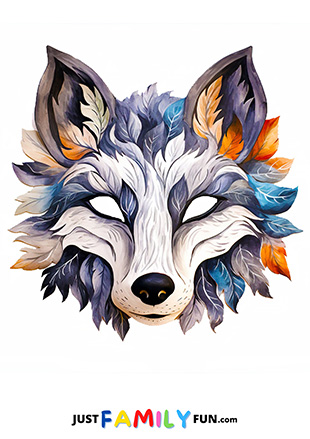 printable colorful wolf mask