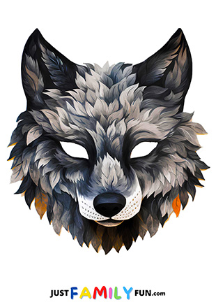 printable black wolf mask