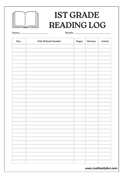 reading logs for 1st graders
