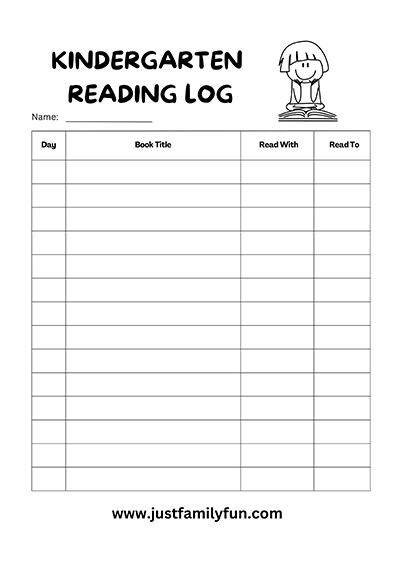 kindergarten reading log