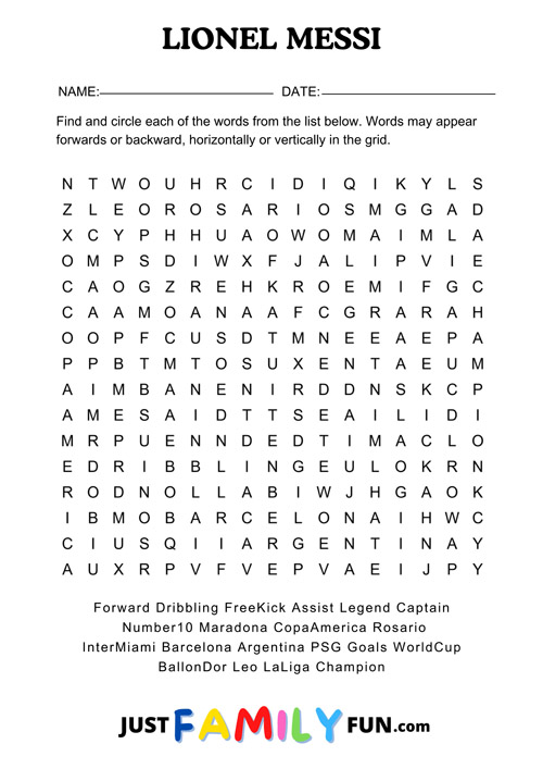 messi wordsearch