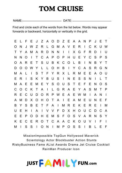 tom cruise word search