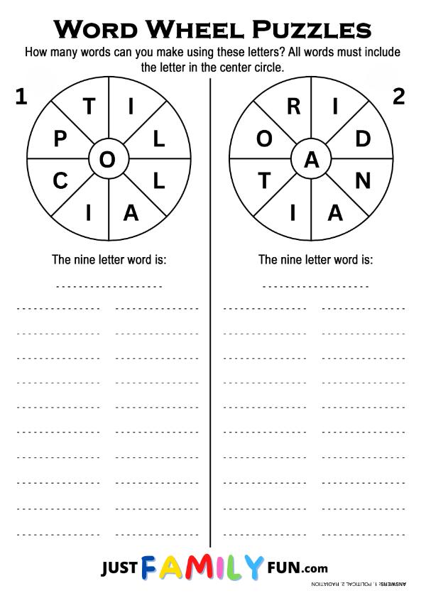 printable word wheel puzzles