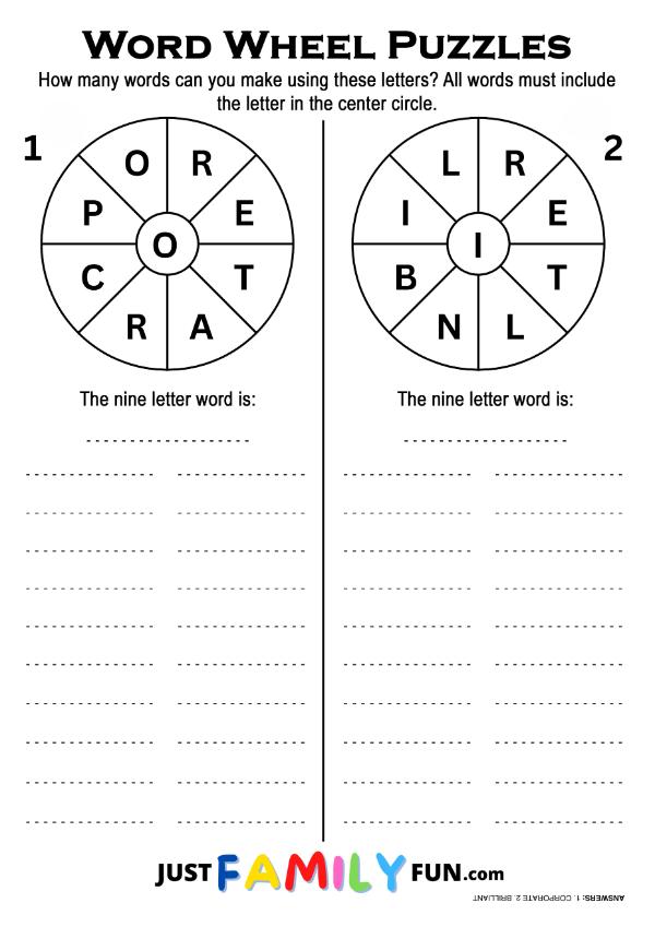 printable word wheel puzzles