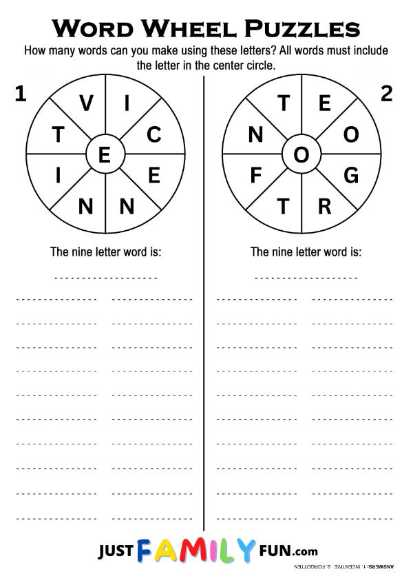 printable word wheel puzzles