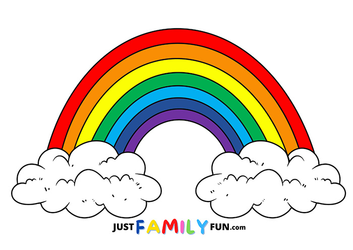 Color Rainbow With Clouds Template