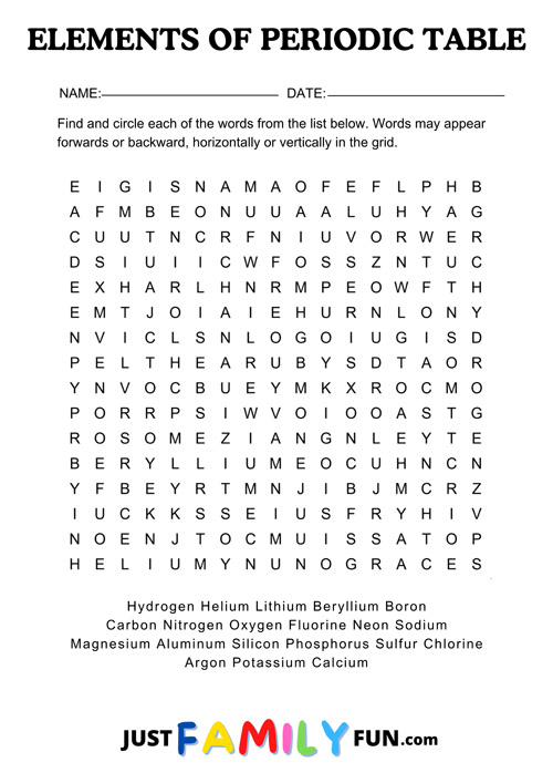 elements wordsearch