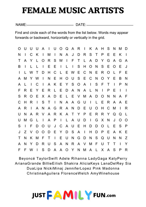 female wordsearch