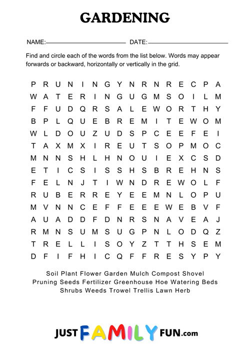 gardening wordsearch