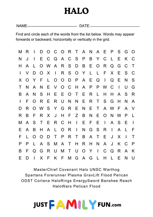 halo wordsearch