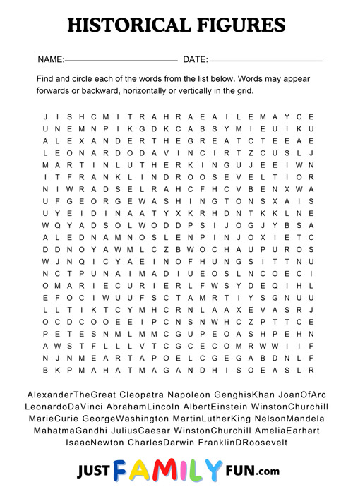 historical figures wordsearch