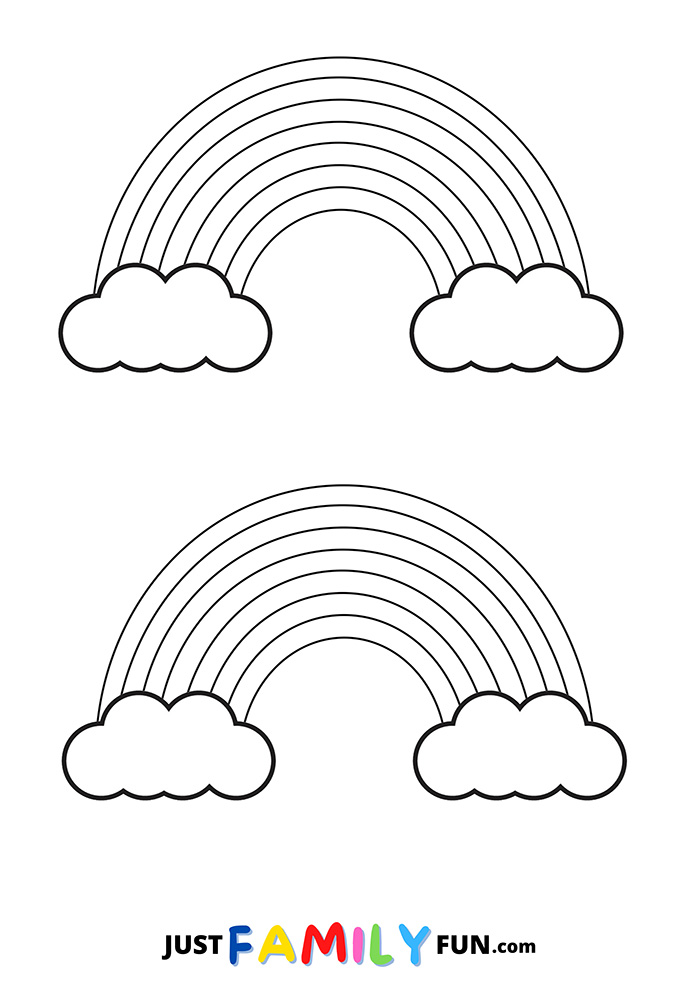 Two Half Page Simple Rainbow With Clouds Template