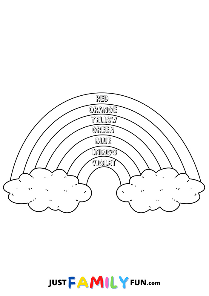 Rainbow With Color Words Template