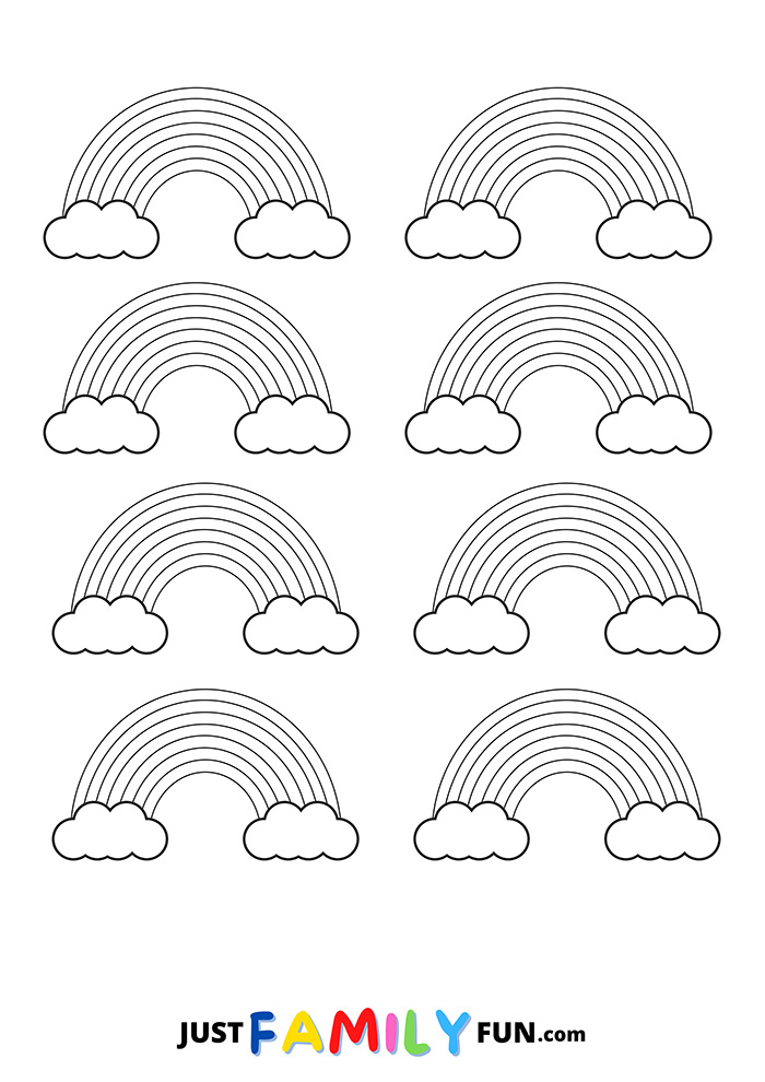 Small Simple Rainbow With Clouds Template