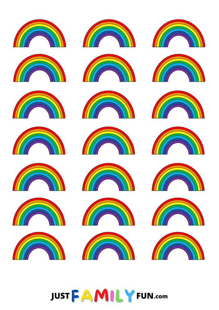 Small Colored Basic Rainbow Template For Kids