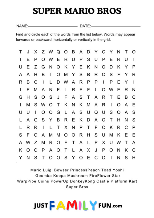 super mario word search