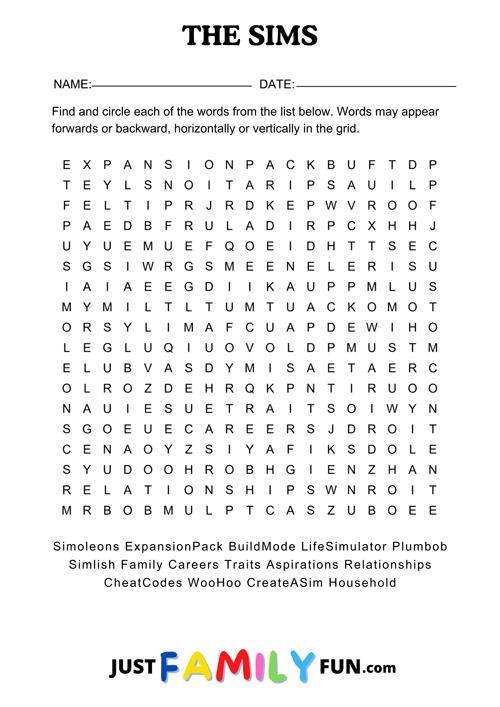 the sims word search