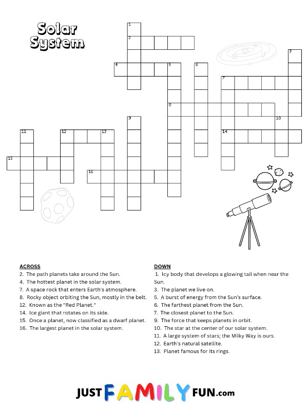 Solar System Crossword Puzzle