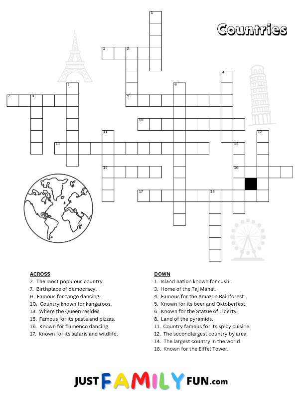 Countries Crossword Puzzle