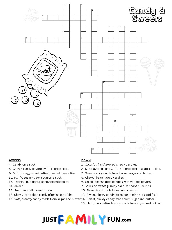 Candy & Sweets Crossword Puzzle