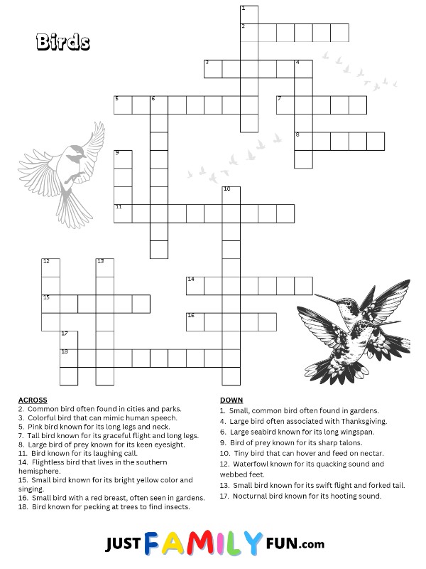 Birds Crossword Puzzle