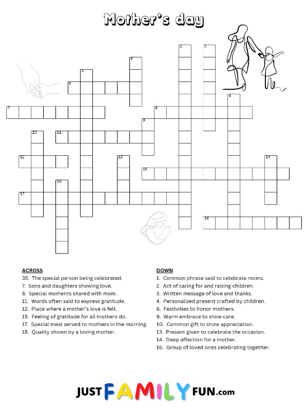 Mothers Day Crossword Puzzle