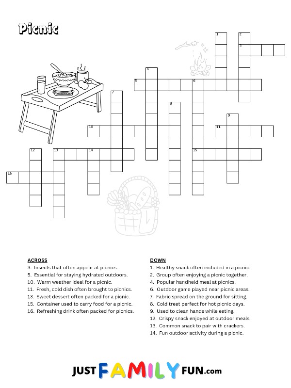 Picnic Crossword Puzzle