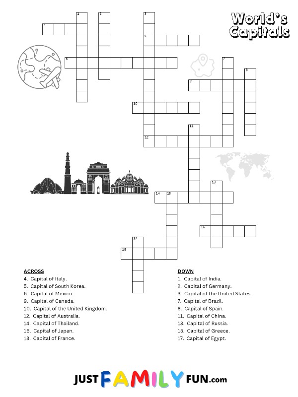 Worlds Capitals Crossword Puzzle