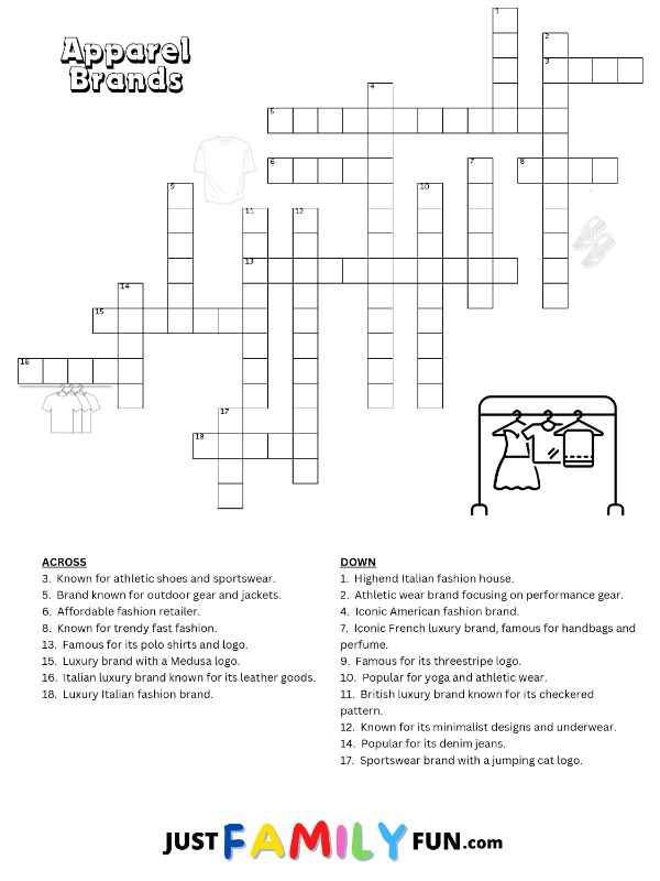 Apparel Brands Crossword Puzzle