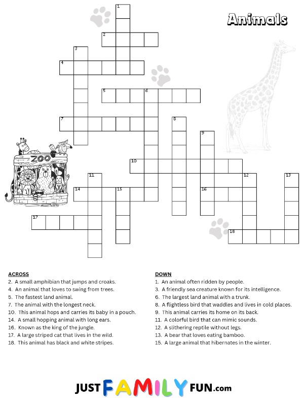 50 Free Printable Children's Crossword Puzzles | Just Family Fun