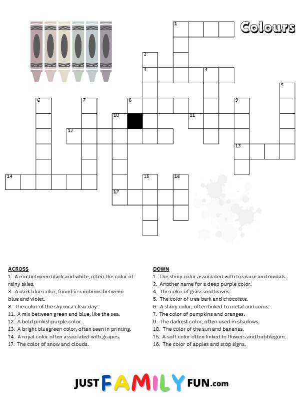 Colors Crossword Puzzle