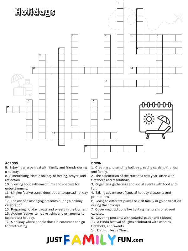 Holidays Crossword Puzzle