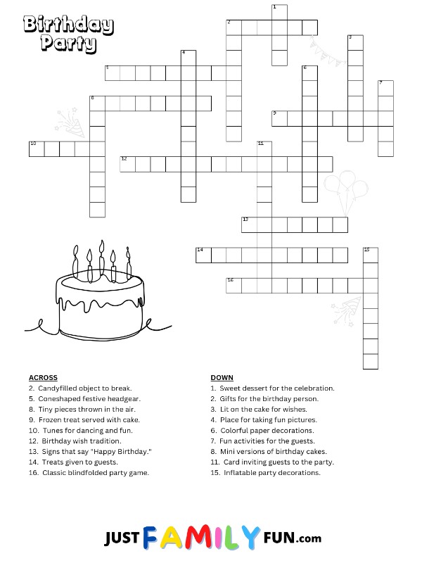 Birthday Crossword Puzzle