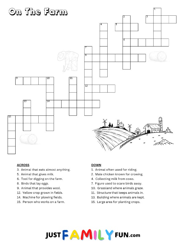 On The Farm Crossword Puzzle