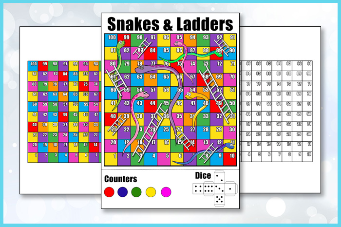 Printable Snakes and Ladders Board Game